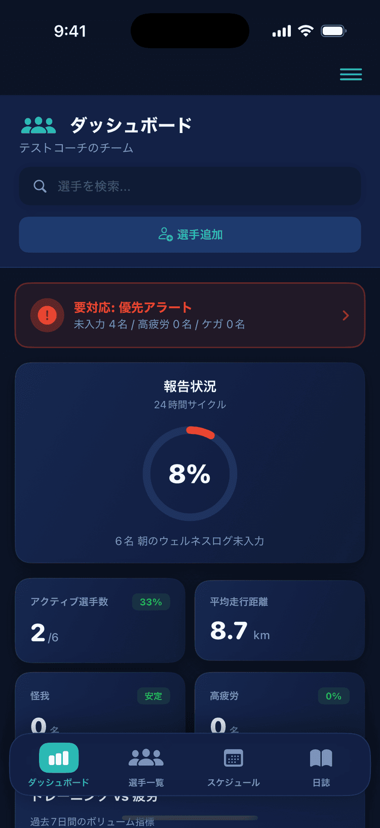 コーチダッシュボード